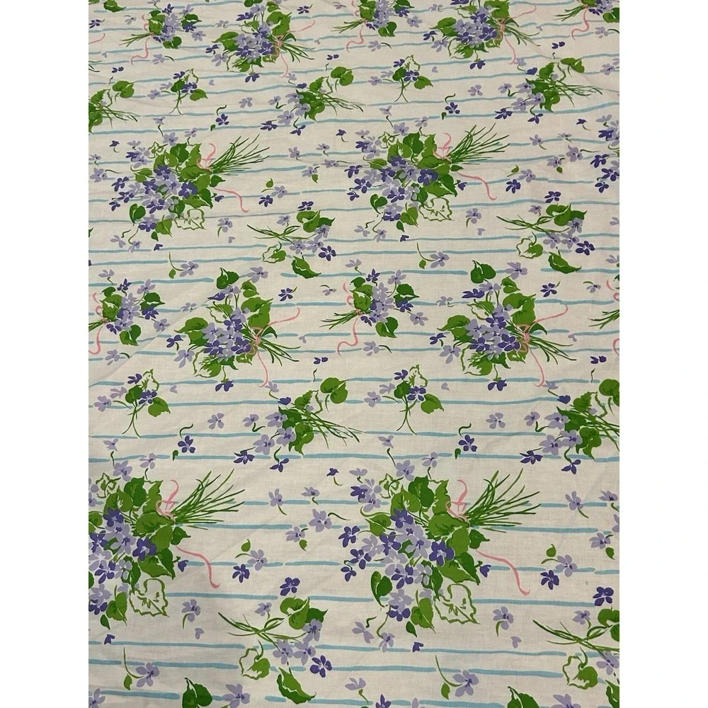 Vintage stevens utica purple floral Standard  Bedding Lot Of 2 Flat Sheet 72x104